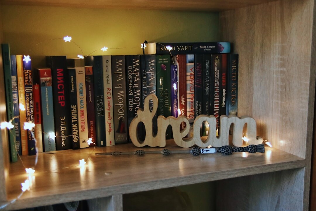 bookshelf with thrillers